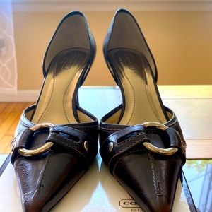 Coach leather dark brown heel pumps